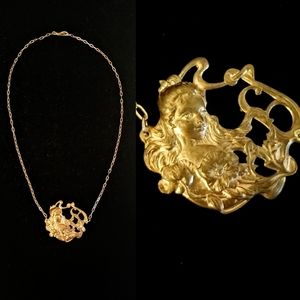 Vintage 1930s Art Nouveau Fairy Copper Necklace